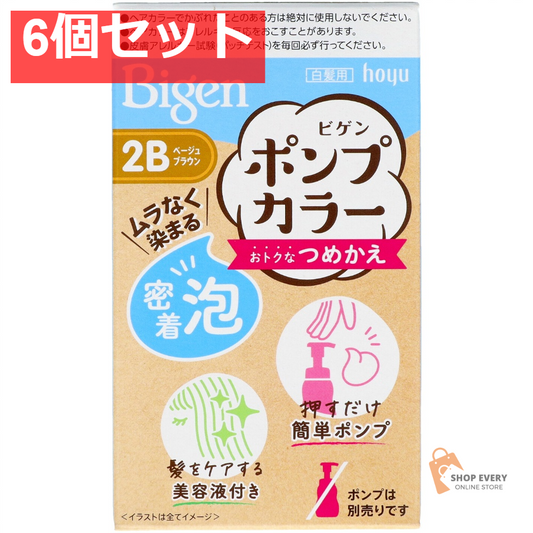 ホーユー ビゲン ポンプカラー つめかえ 2B ベージュブラウン 6個セット まとめ売り