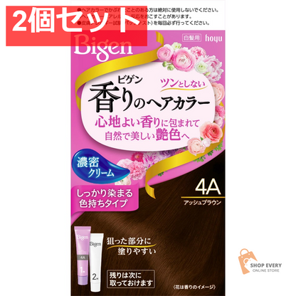 ホーユー ビゲン 香りのヘアカラー クリーム 4A アッシュブラウン 80g 2個セット まとめ売り