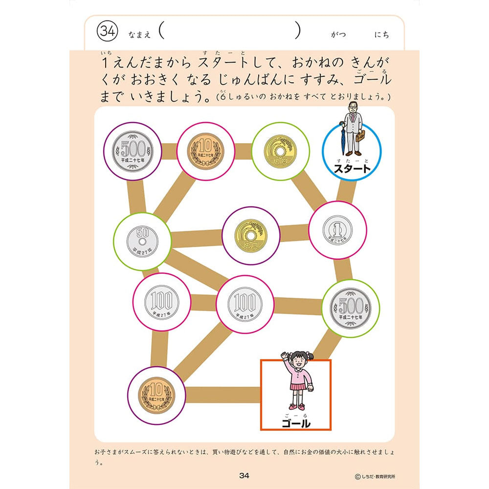 七田式 知力ドリル 3・4さい おかね 4個セット まとめ売り