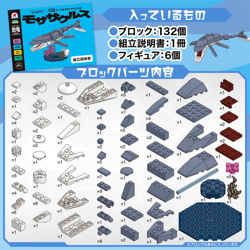 FunB(ファンビー) フィギュア付き 恐竜 132パーツのブロックでつくる！ モササウルス 2個セット まとめ売り