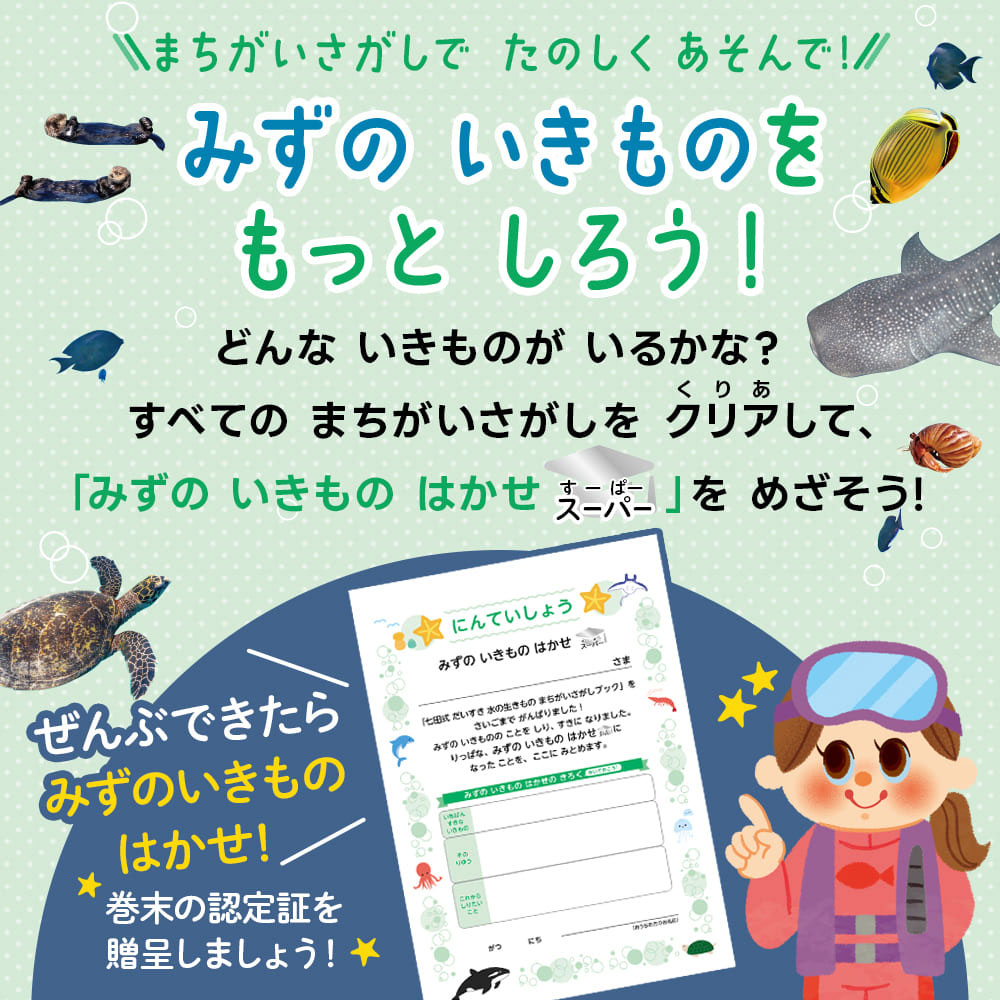 七田式 だいすき 水の生きもの まちがいさがしブック 2・3さい 2個セット まとめ売り